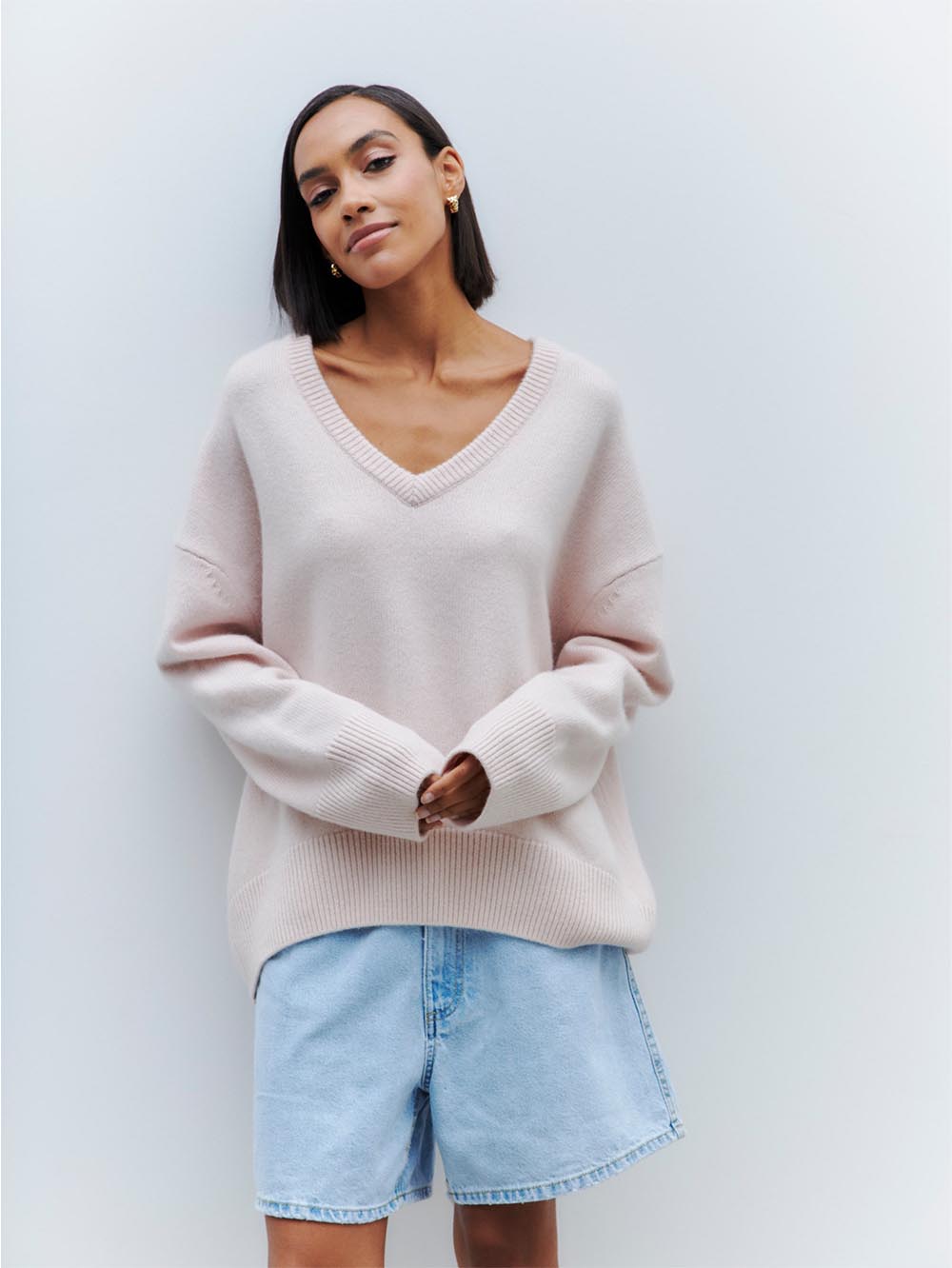 Colorful Loose Fit V-Neck Long Sleeve Sweater | NCS