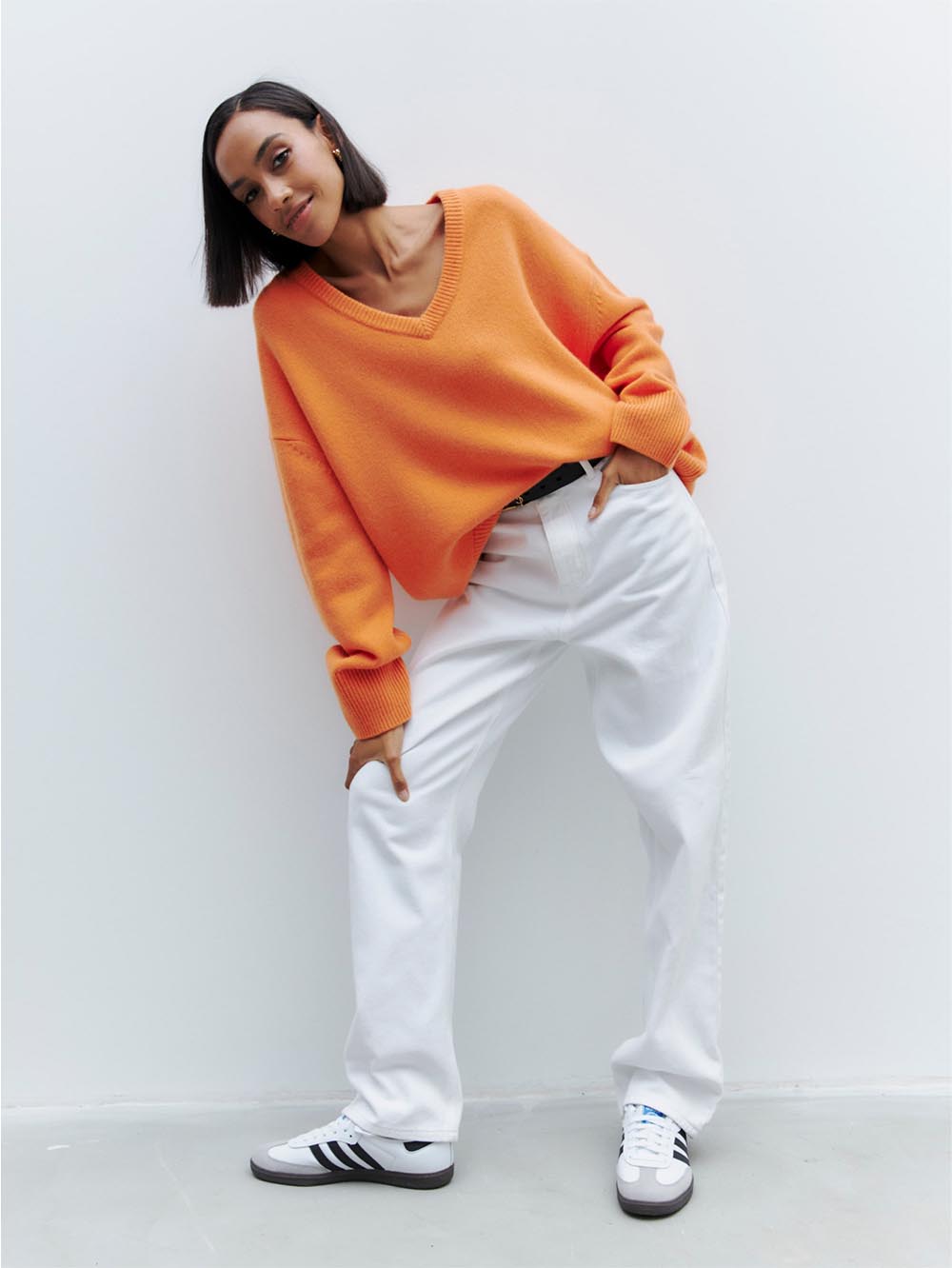 Colorful Loose Fit V-Neck Long Sleeve Sweater | NCS