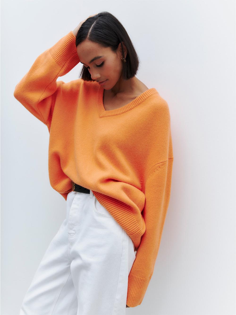 Colorful Loose Fit V-Neck Long Sleeve Sweater | NCS