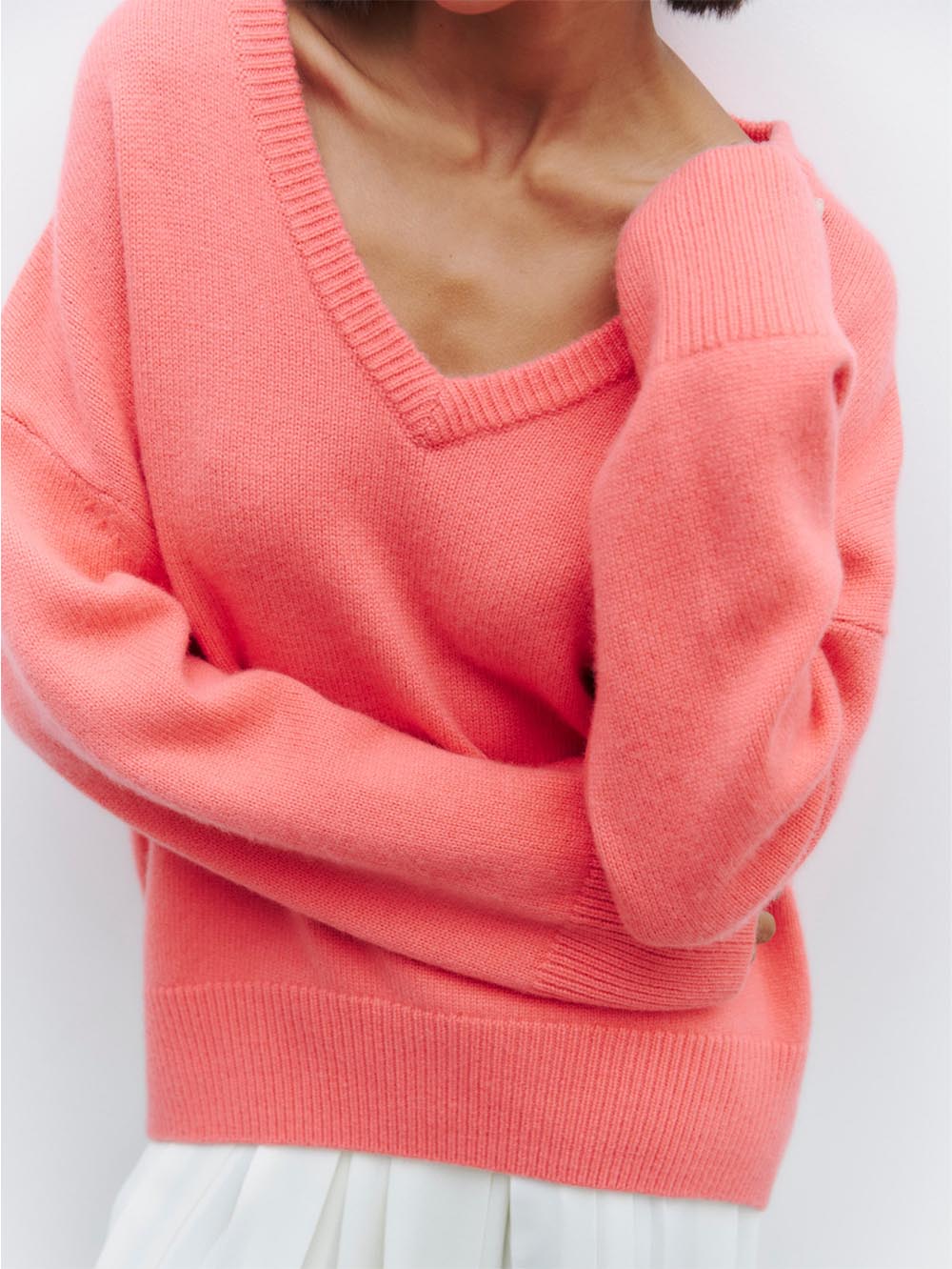 Colorful Loose Fit V-Neck Long Sleeve Sweater | NCS