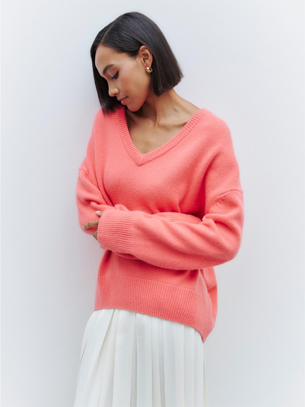 Colorful Loose Fit V-Neck Long Sleeve Sweater | NCS