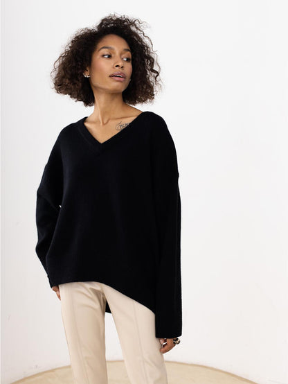 Colorful Loose Fit V-Neck Long Sleeve Sweater | NCS