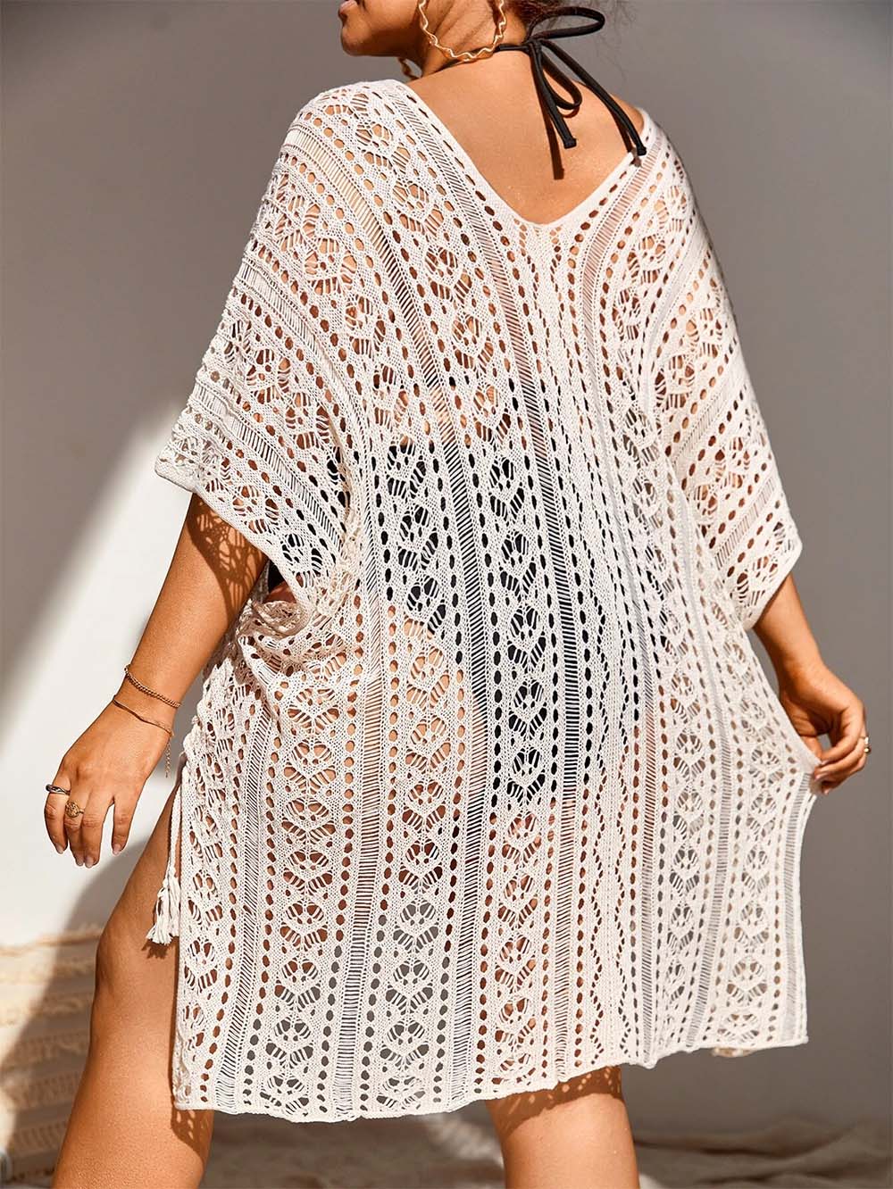 Crochet Tassel Hollow Tie Shawl Cover-up | NCS