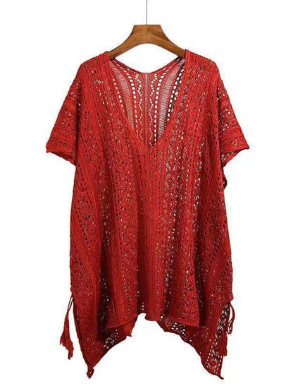 Crochet Tassel Hollow Tie Shawl Cover-up | NCS