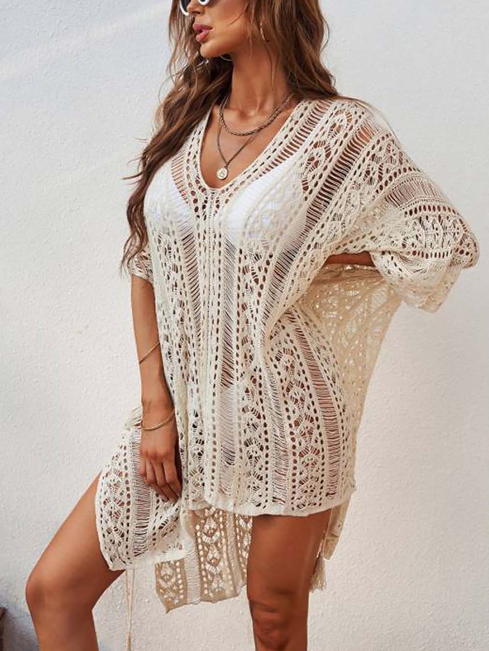 Crochet Tassel Hollow Tie Shawl Cover-up | NCS