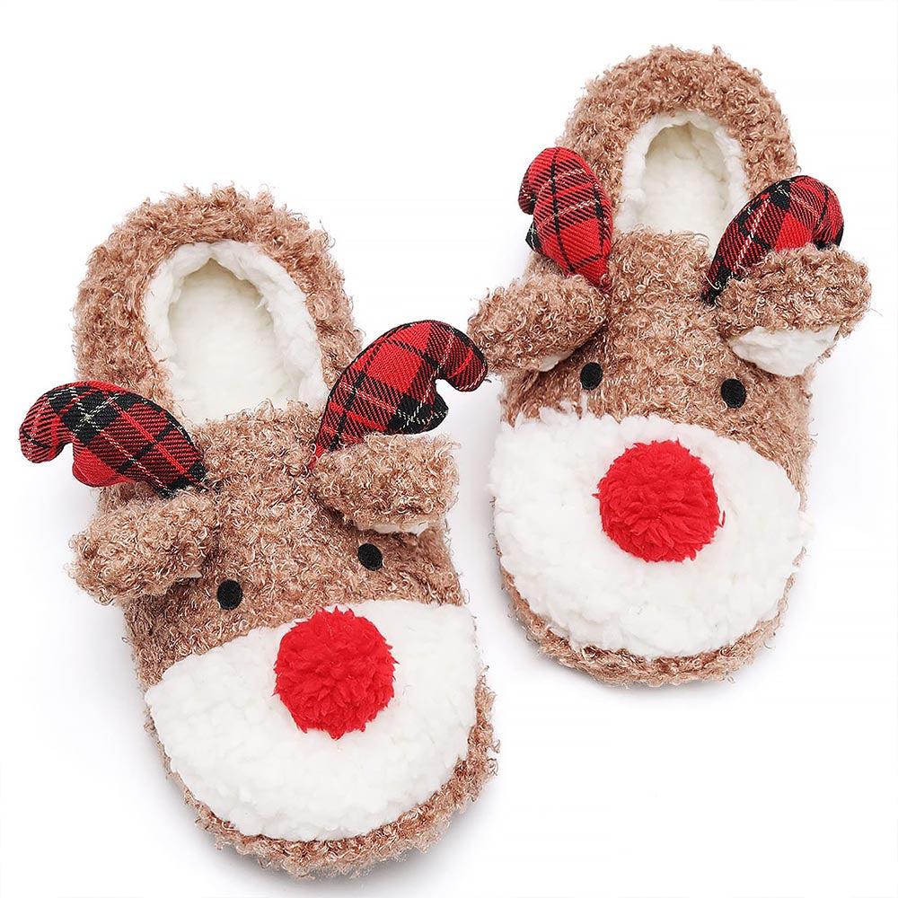 Cute Fuzzy Reindeer House Slippers | NCS