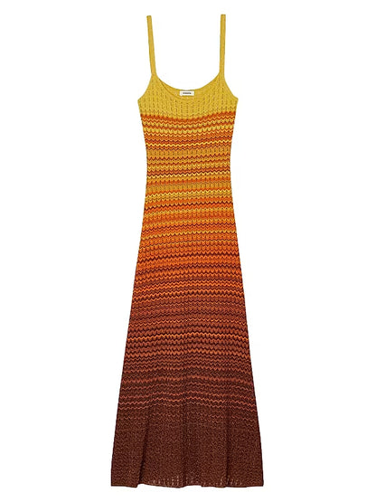 Earth Tone Striped Beach Dress