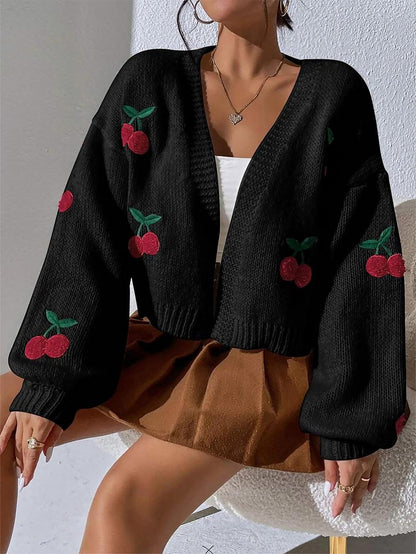 Embroidered Loose Fit Cardigan Knit Sweater | NCS