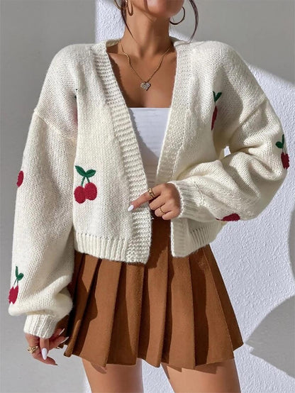 Embroidered Loose Fit Cardigan Knit Sweater | NCS