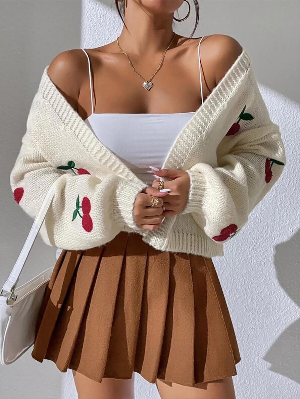 Embroidered Loose Fit Cardigan Knit Sweater | NCS