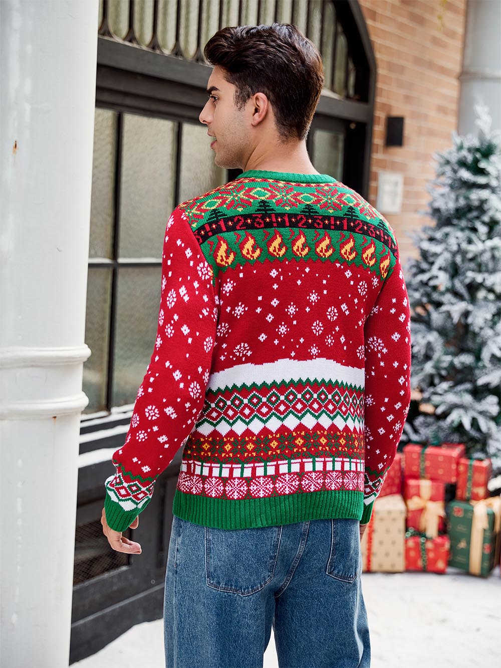 Fire Dragon Jacquard Casual Long-Sleeve Ugly Christmas Sweater | NCS