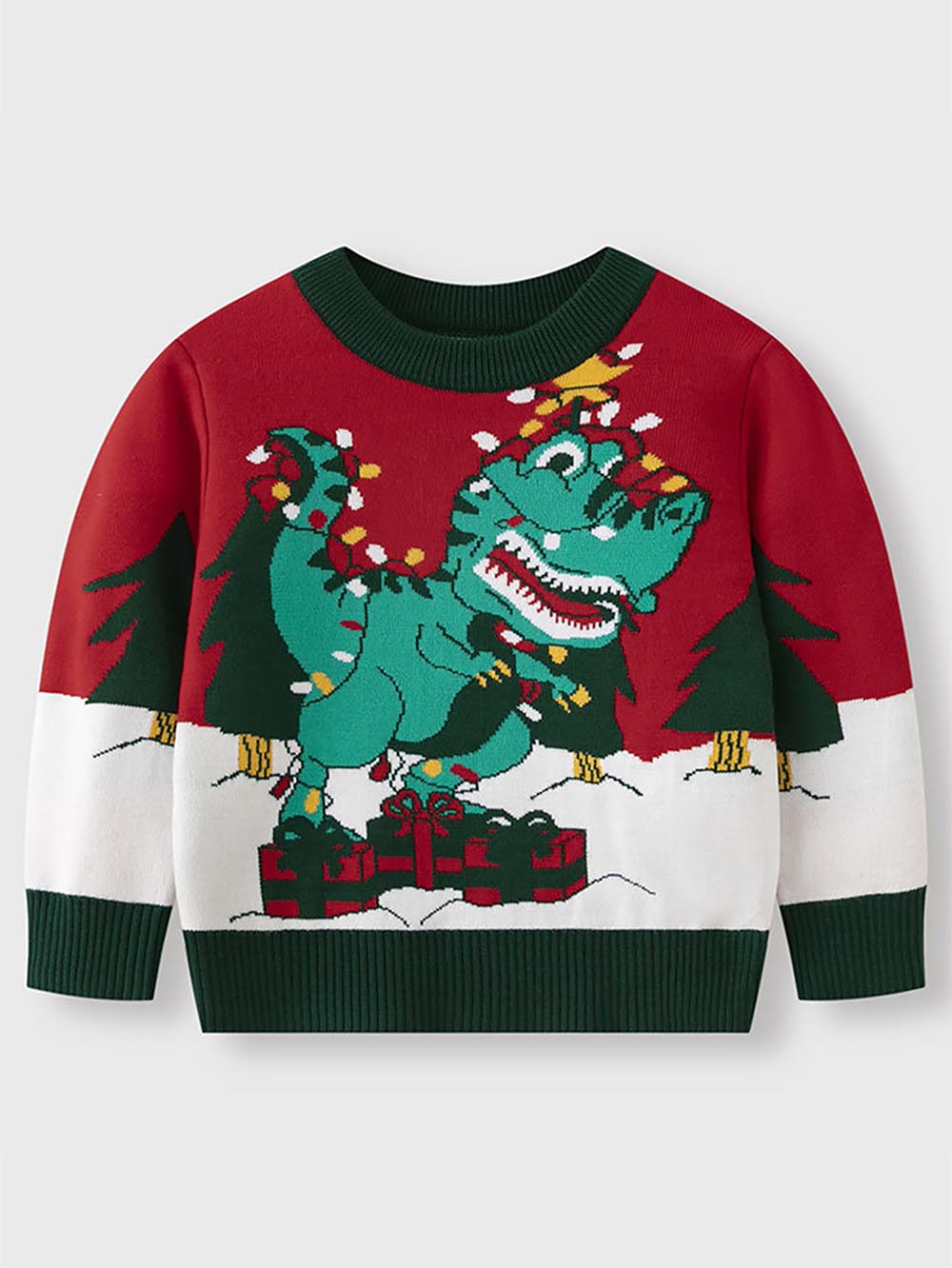 Funny Children's Cartoon Dinosaur Christmas Sweater | NCS