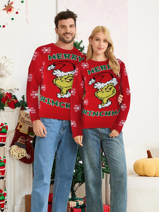 Green Monster Grinch Family Matching Red Christmas Ugly Sweater