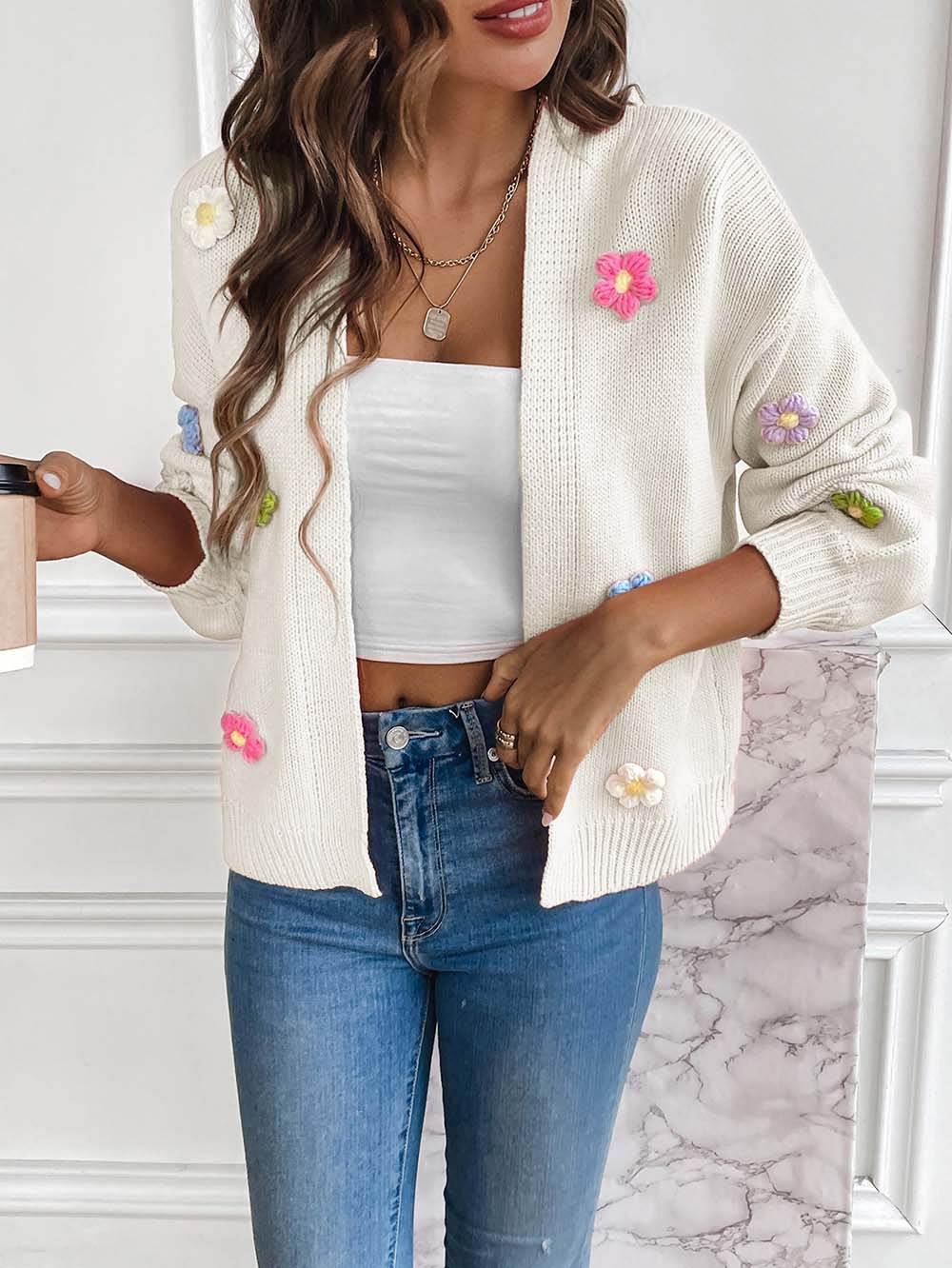 Handmade Crochet Floral Sweet Cardigan Sweater | NCS