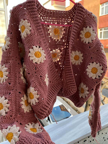 Handmade Stylish Daisy Knit Cardigan Sweater | NCS