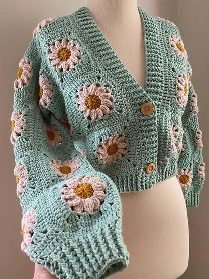 Handmade Stylish Daisy Knit Cardigan Sweater | NCS