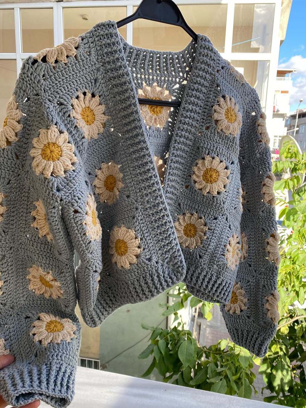 Handmade Stylish Daisy Knit Cardigan Sweater | NCS