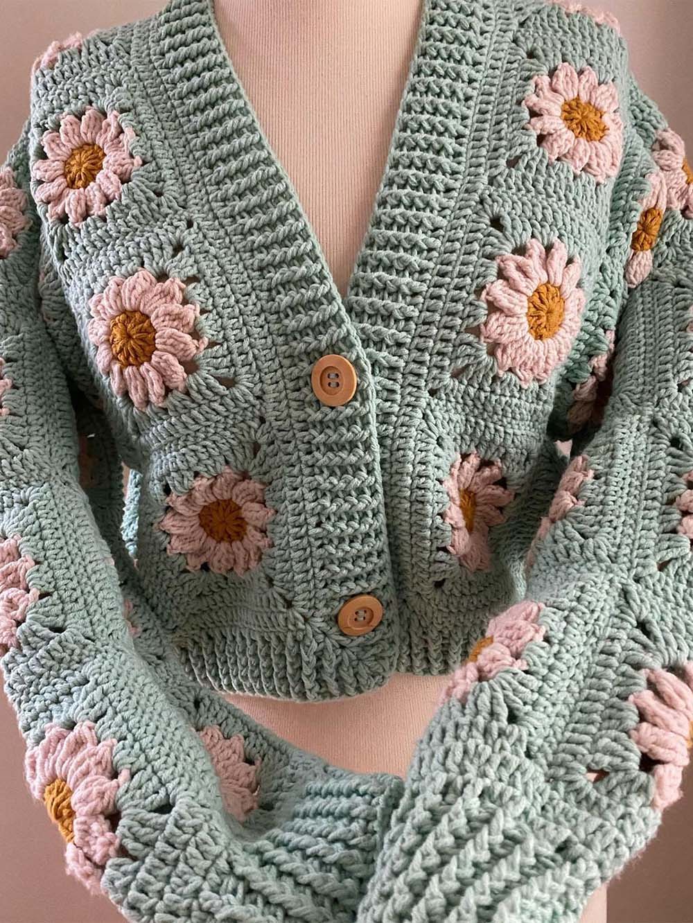 Handmade Stylish Daisy Knit Cardigan Sweater | NCS