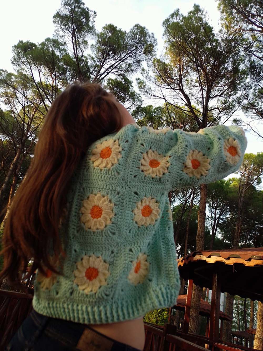 Handmade Stylish Daisy Knit Cardigan Sweater | NCS