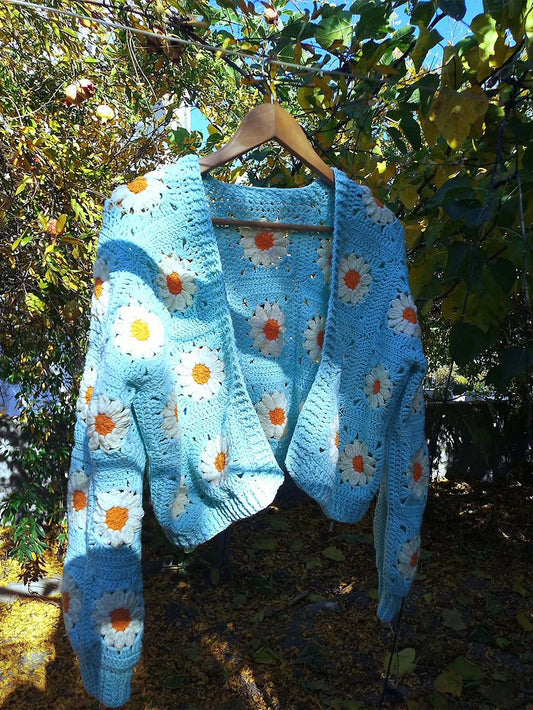 Handmade Stylish Daisy Knit Cardigan Sweater | NCS