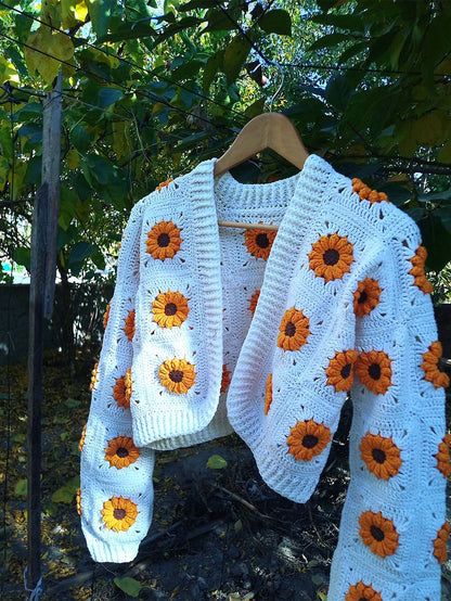 Handmade Stylish Daisy Knit Cardigan Sweater | NCS