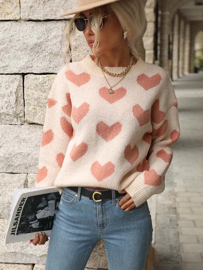 Heart Pattern Drop Shoulder Sweater | NCS