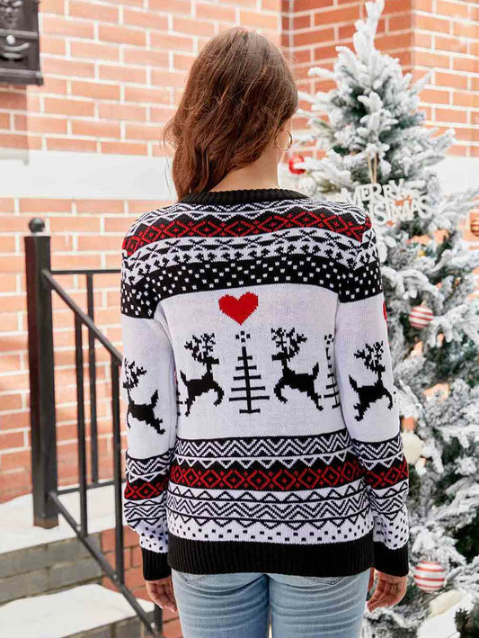 Heart Reindeer Silhouette Christmas Sweater | NCS