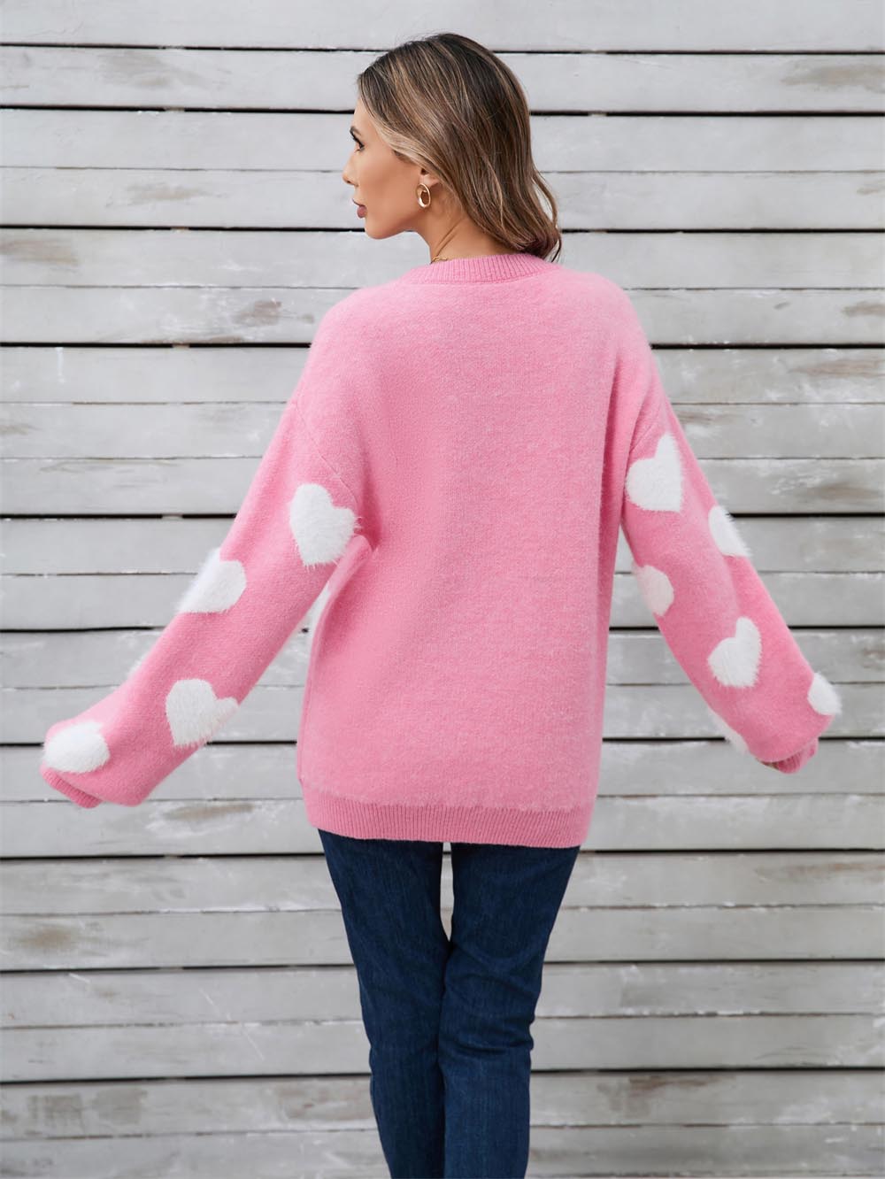 Heart Print Valentine's Day Crew Neck Sweater | NCS