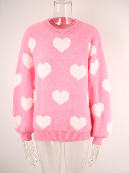 Heart Print Valentine's Day Crew Neck Sweater | NCS