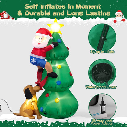 Inflatable Christmas Tree with A Santa Chased by A Dog Outdoor Decorations | NCS