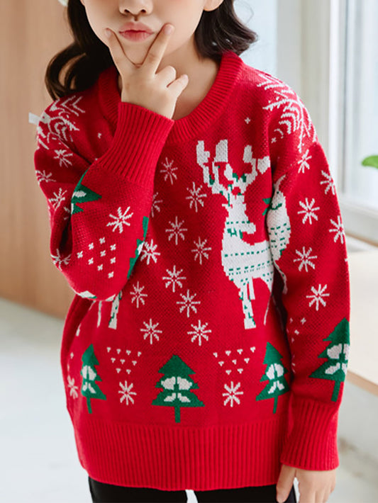 Kids Reindeer Jacquard Christmas Holiday Sweater | NCS