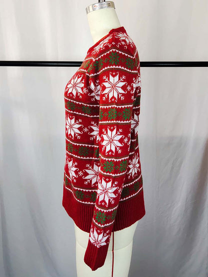 Knit Long-Sleeved Snowflake Christmas Sweater | NCS