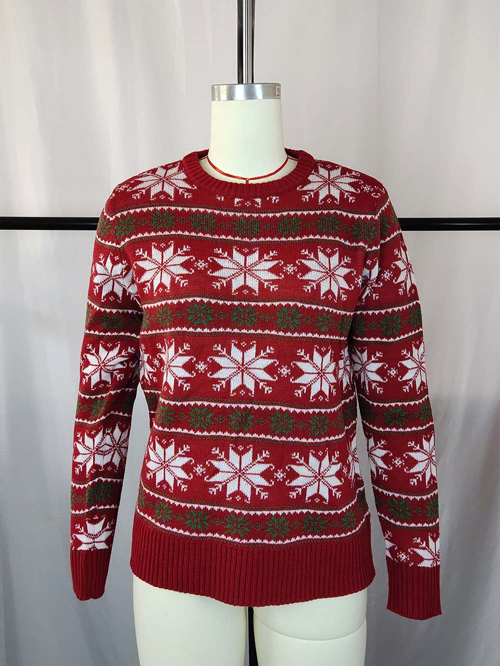 Knit Long-Sleeved Snowflake Christmas Sweater | NCS