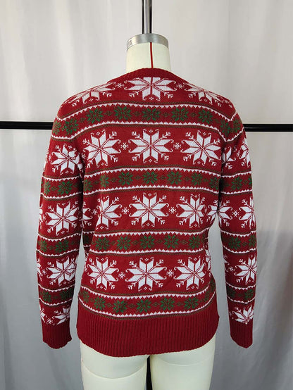 Knit Long-Sleeved Snowflake Christmas Sweater | NCS