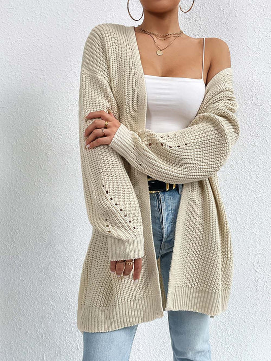 Laid Back Mid-Length V Neck Knit Cardigan Outerwear | NCS