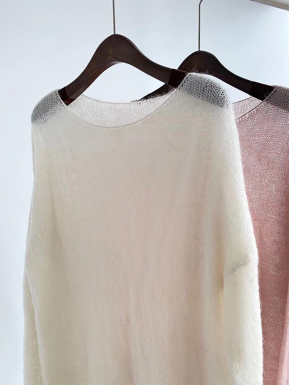 Lightweight Mohair Sheer Long-Sleeve Loose Knit Sweater | NCS