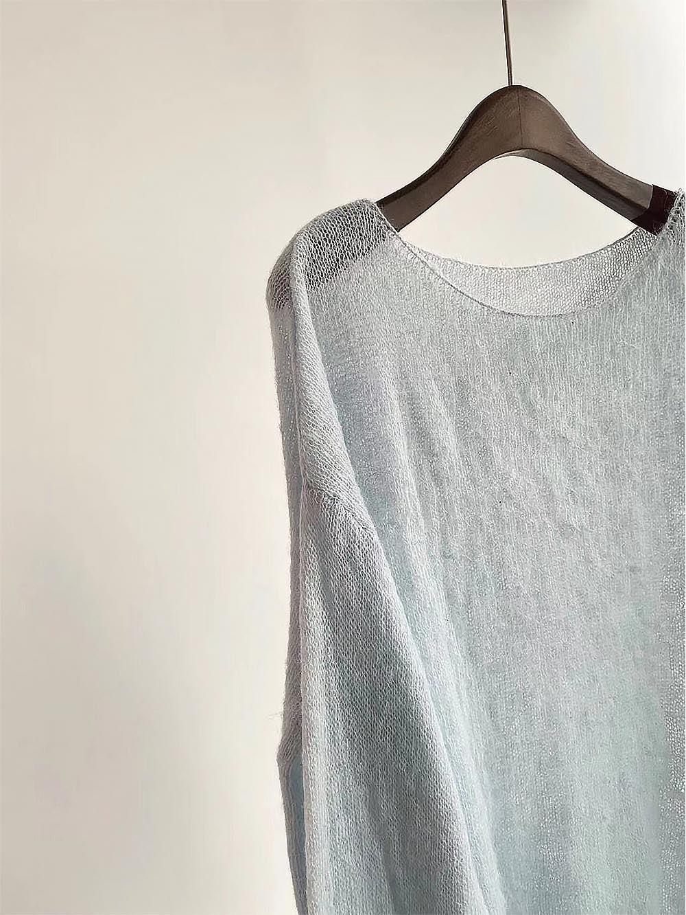 Lightweight Mohair Sheer Long-Sleeve Loose Knit Sweater | NCS