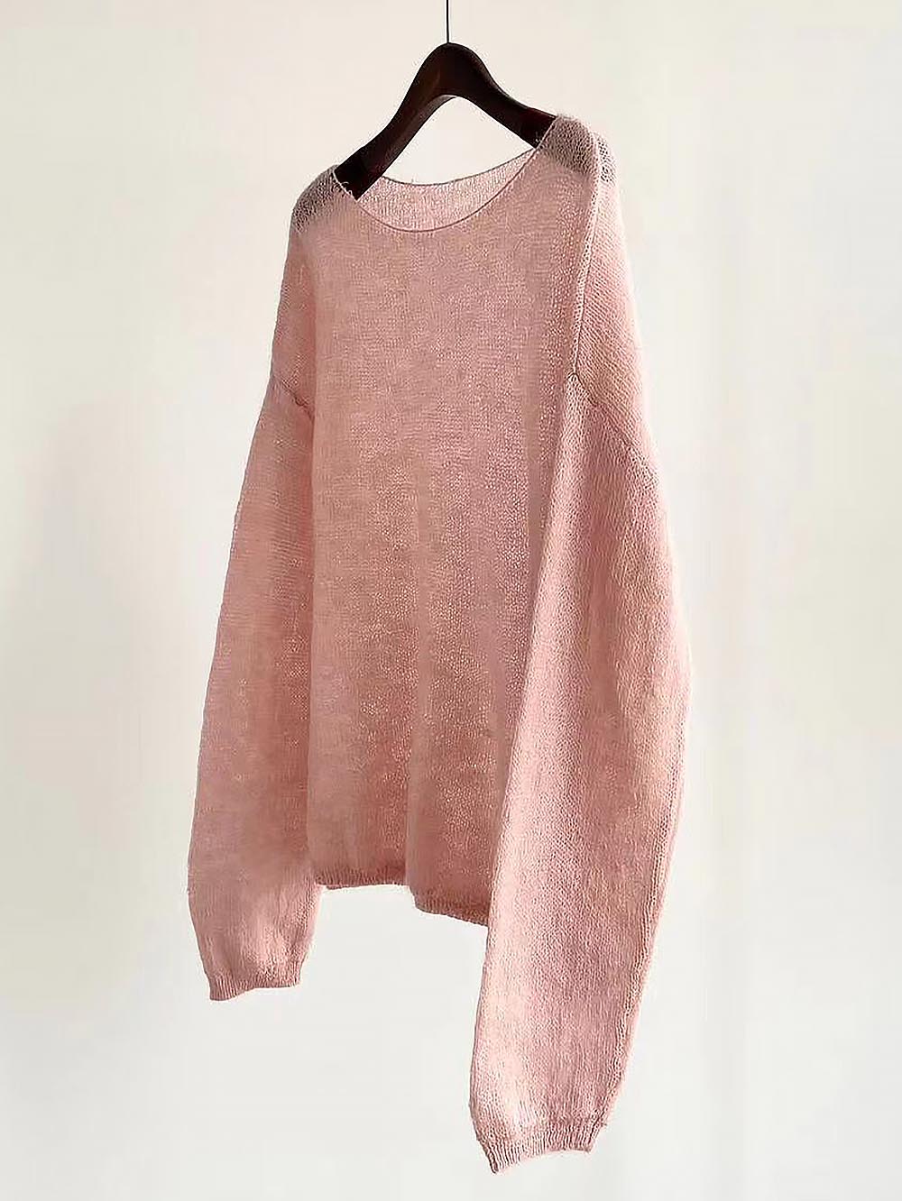 Lightweight Mohair Sheer Long-Sleeve Loose Knit Sweater | NCS