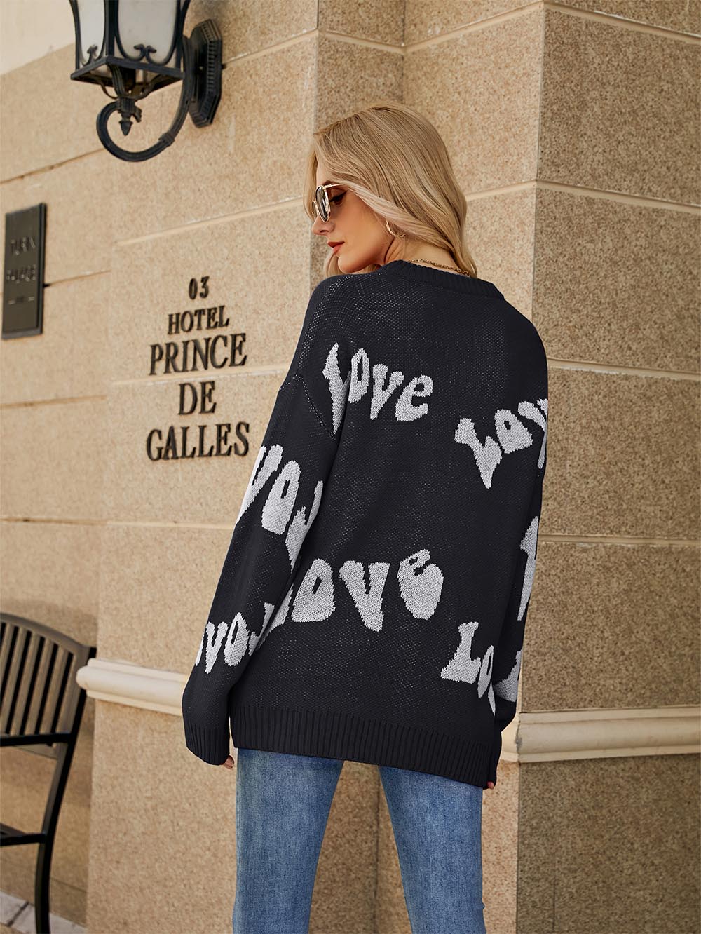 Love Letter Jacquard Simple Plus Size Valentine's Day Sweater | NCS