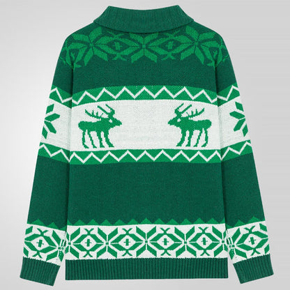 Men's Christmas Reindeer Knit Cardigan Sweater | NCS