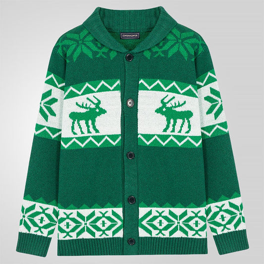 Men's Christmas Reindeer Knit Cardigan Sweater | NCS