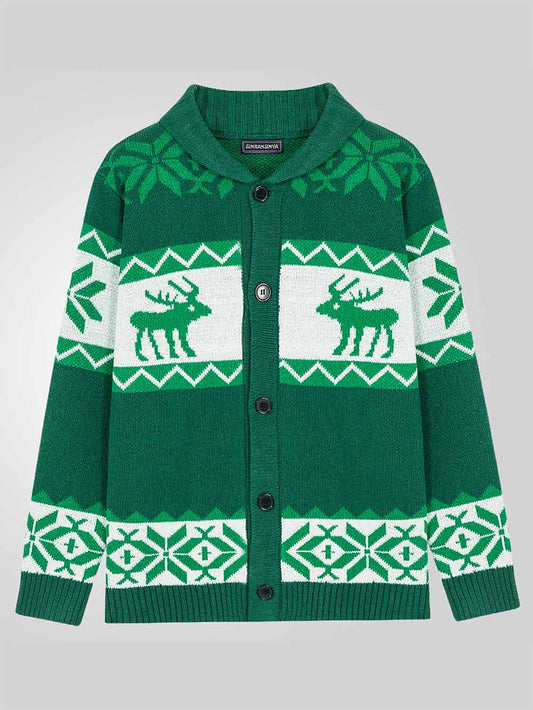 Men's Christmas Reindeer Knit Cardigan Sweater | NCS