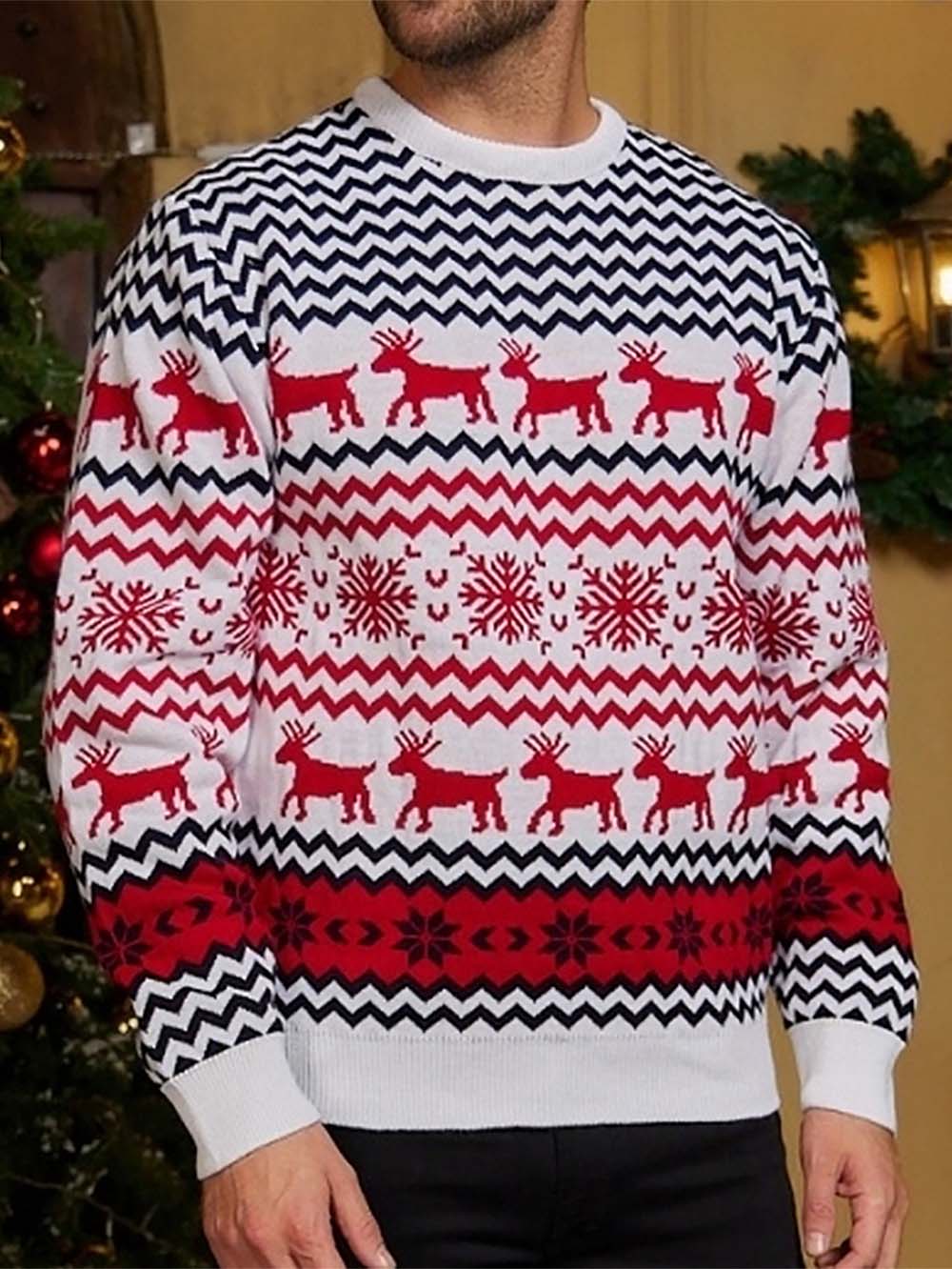 Men's Snowflake Reindeer Christmas Couple's Sweater | NCS