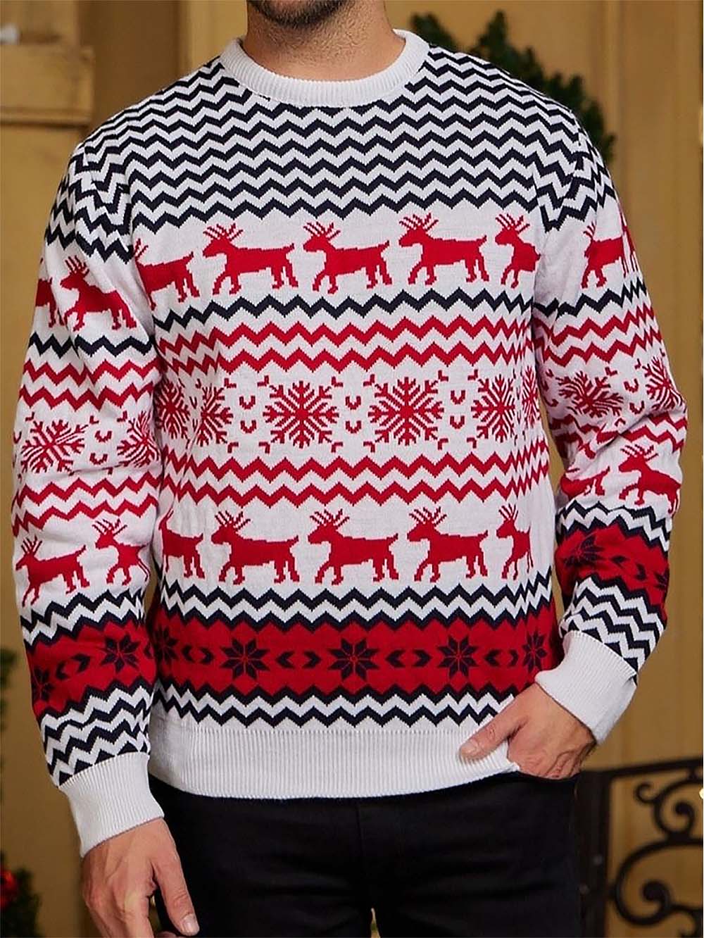 Men's Snowflake Reindeer Christmas Couple's Sweater | NCS