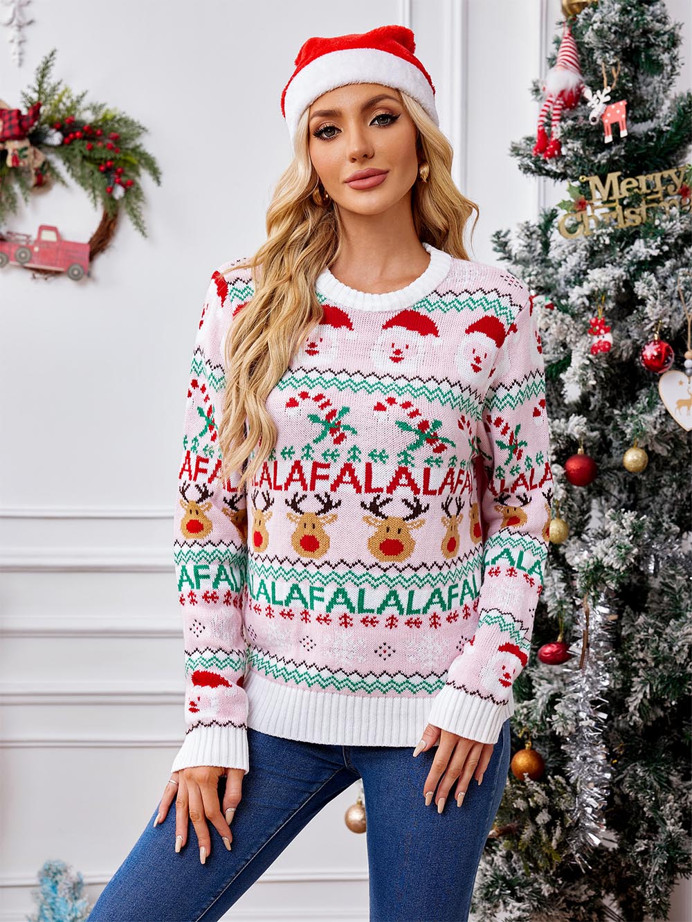 Pink Sweet Knitted Christmas Sweater | NCS