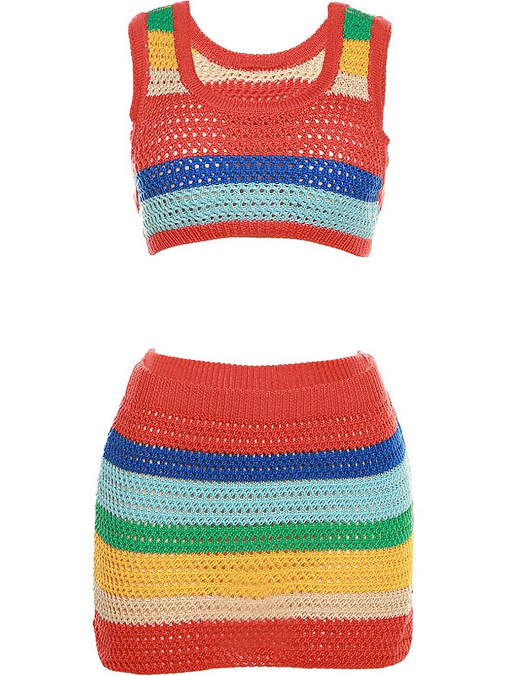 Rainbow Spoon Neck Sleeveless Knit Dress  | NCS