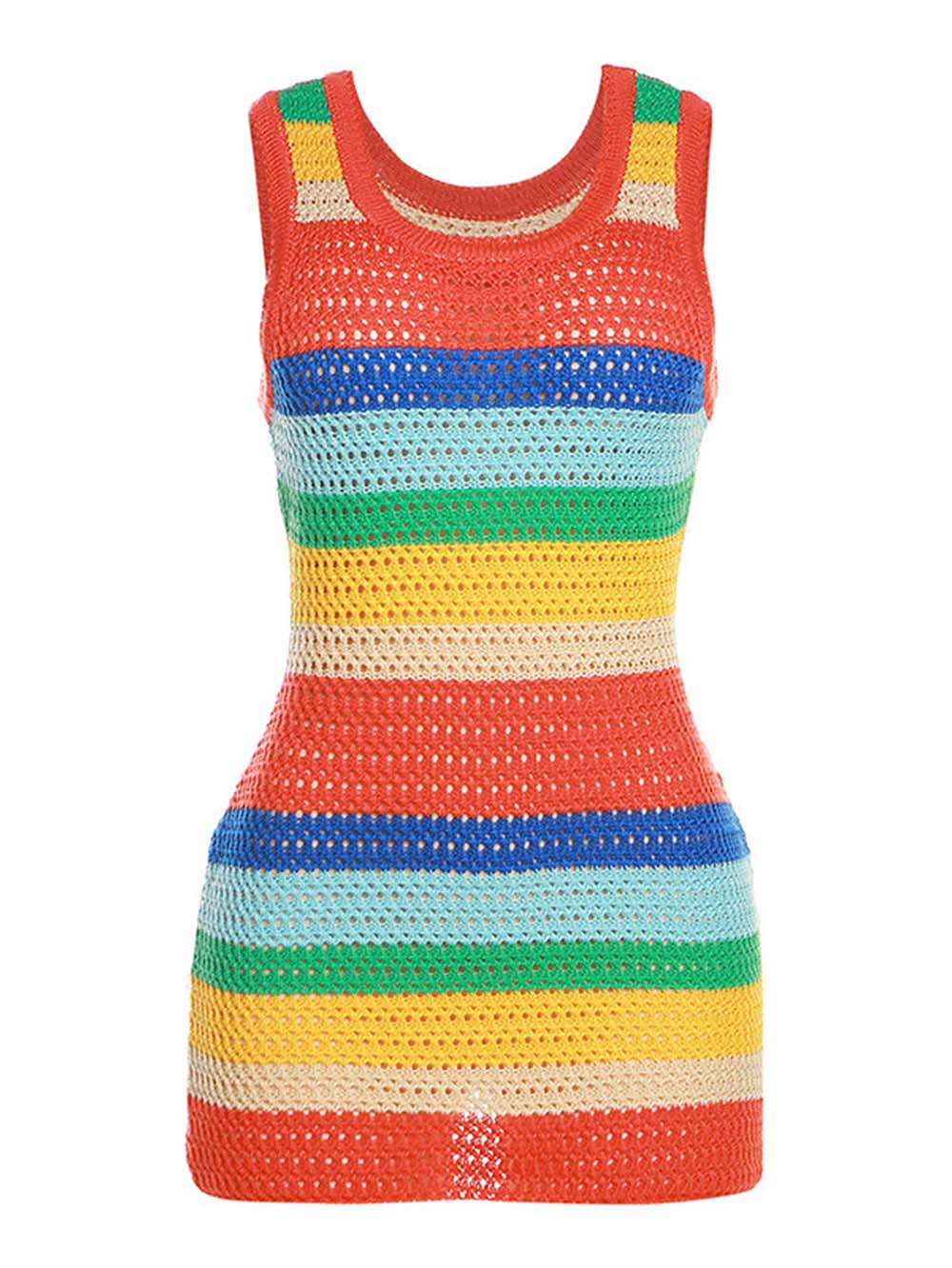 Rainbow Spoon Neck Sleeveless Knit Dress  | NCS