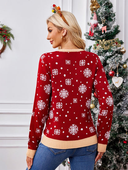 Red Snowflake Christmas Pullover Sweater | NCS