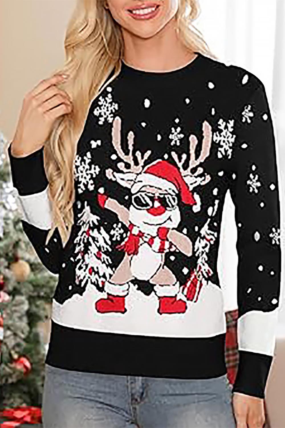 Sunglasses Reindeer Christmas Sweater Family Matching Outfits | NCS