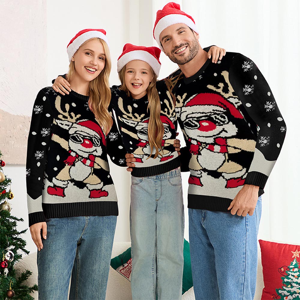 Sunglasses Reindeer Christmas Sweater Family Matching Outfits | NCS
